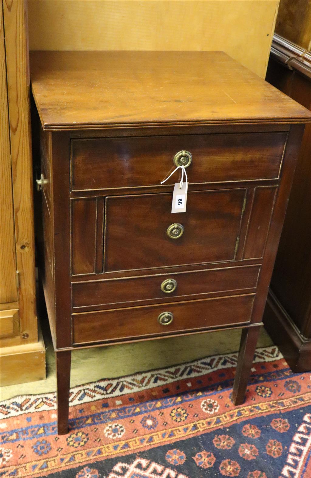 A George III style mahogany commode, width 58cm, depth 55cm, height 92cm